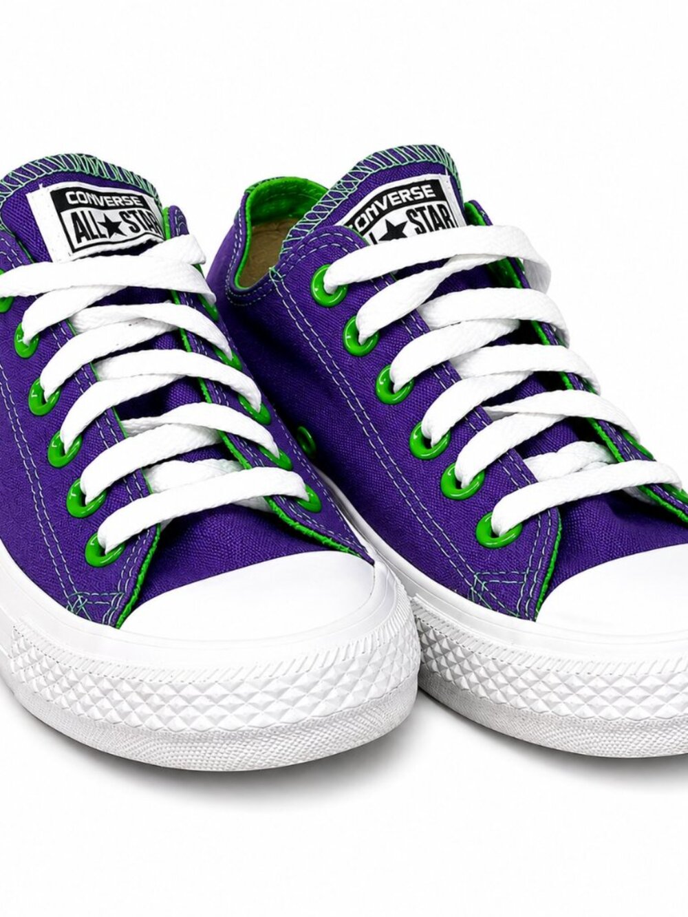Converse Low-Top Canvas Sneakers – Purple & Green